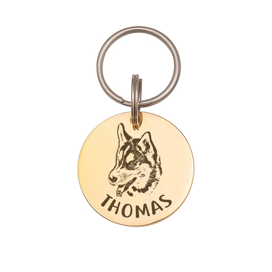 Round Pet Portrait Pet ID Dog Tag