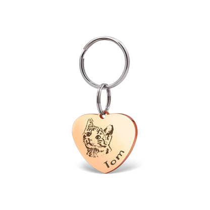 Pet Portrait Heart Pet ID Tag