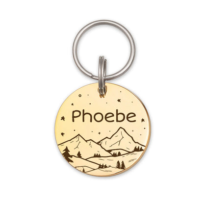 Round Mountain View Night Sky Pet ID Dog Tag