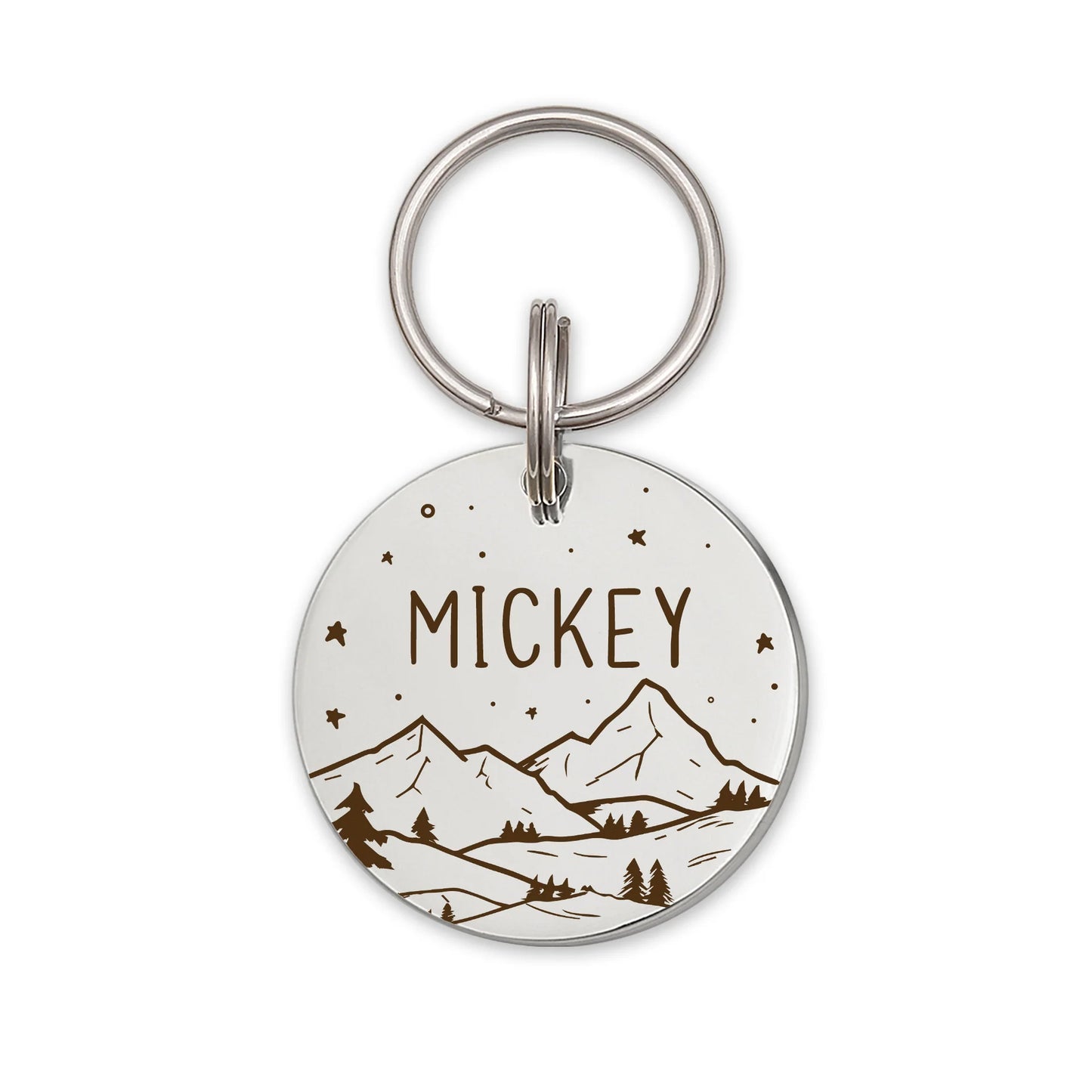 Round Mountain View Night Sky Pet ID Dog Tag