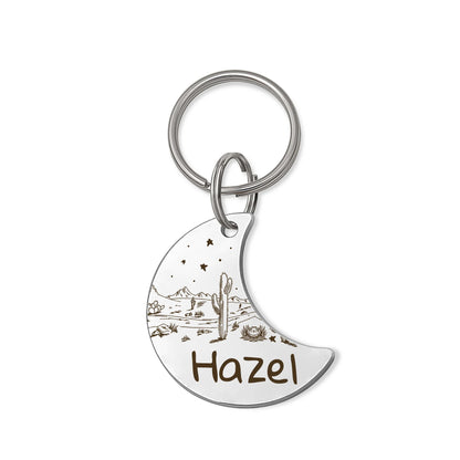 Mountain Stars Moon Shaped Pet Tag