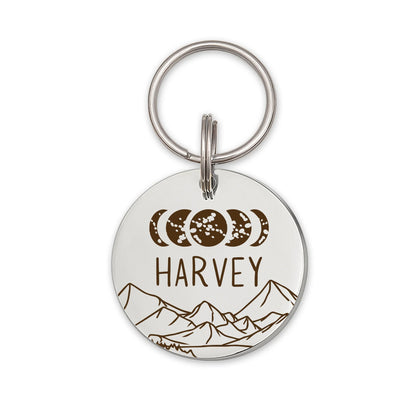 Round Moon Phase Pet ID Tag
