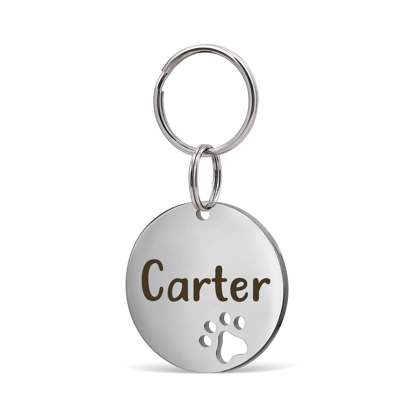Paw Print Cut Out Round Pet Tag