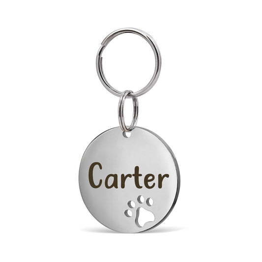 Paw Print Cut Out Round Pet Tag