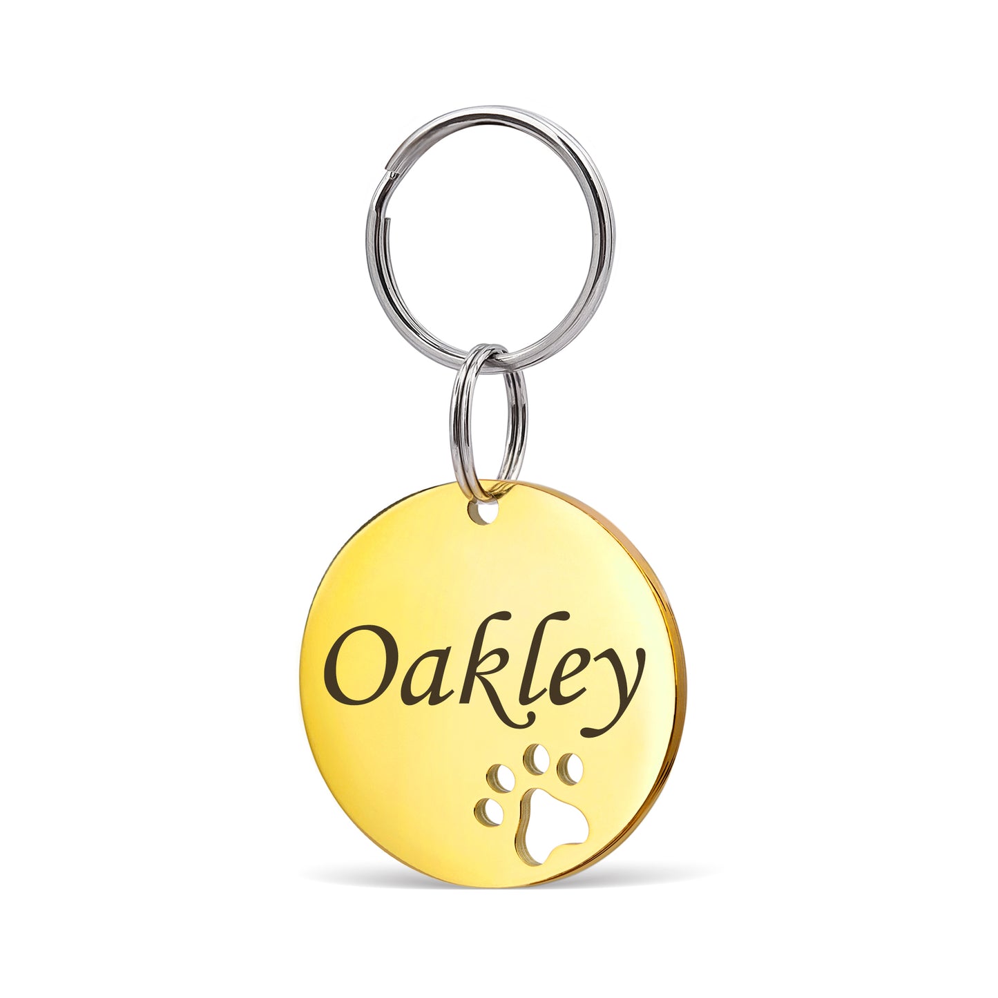 Paw Print Cut Out Round Pet Tag