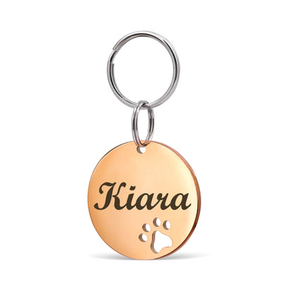 Paw Print Cut Out Round Pet Tag
