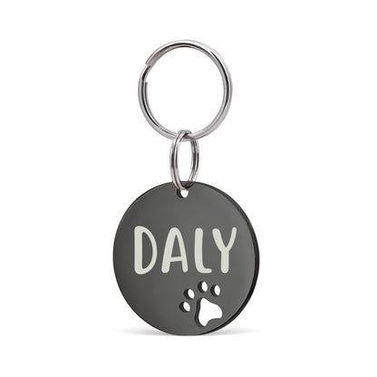 Paw Print Cut Out Round Pet Tag