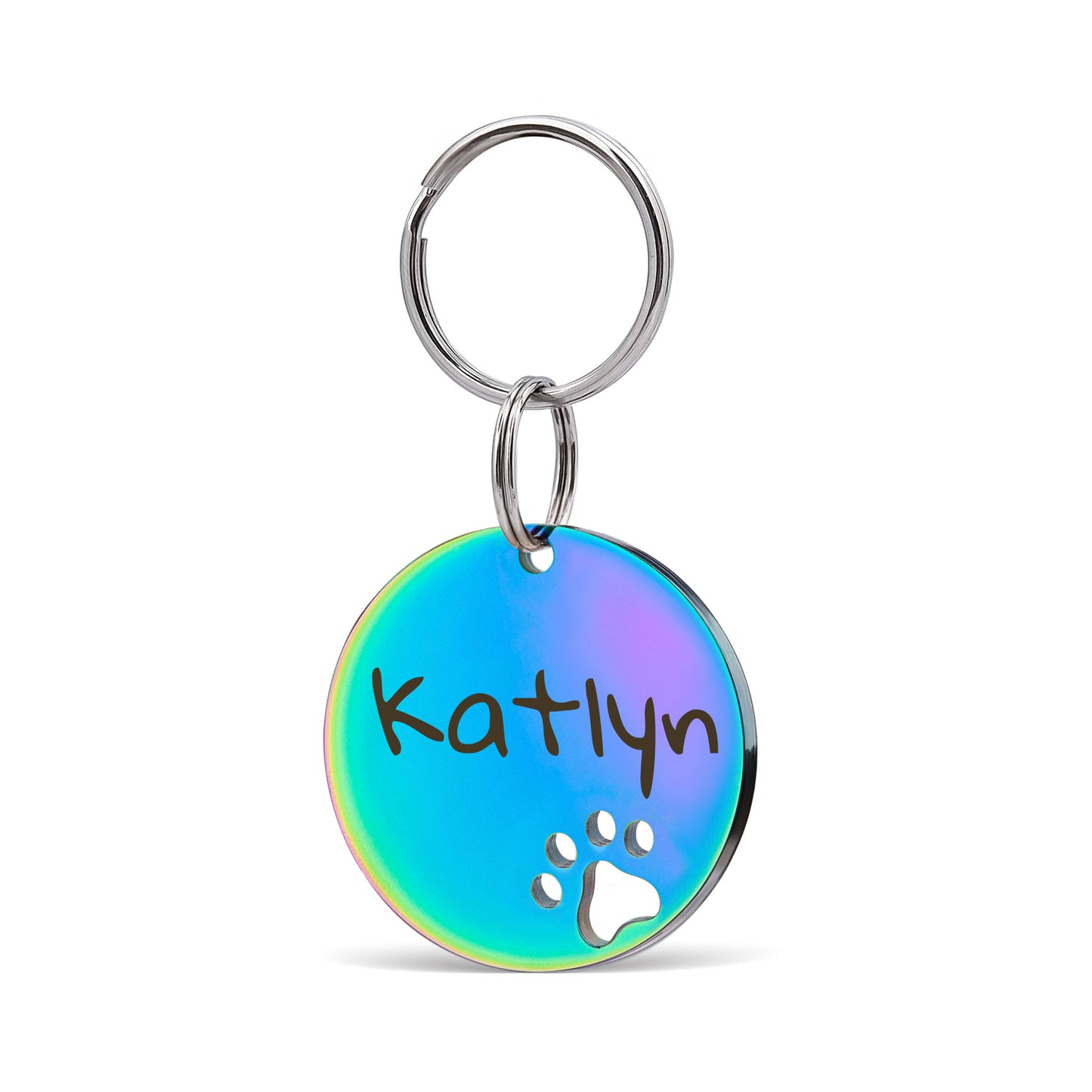 Paw Print Cut Out Round Pet Tag