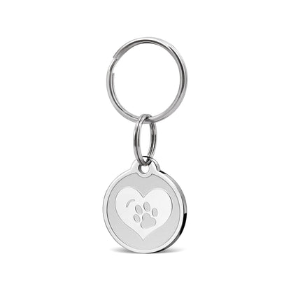 Frosted Heart Round Pet Tag