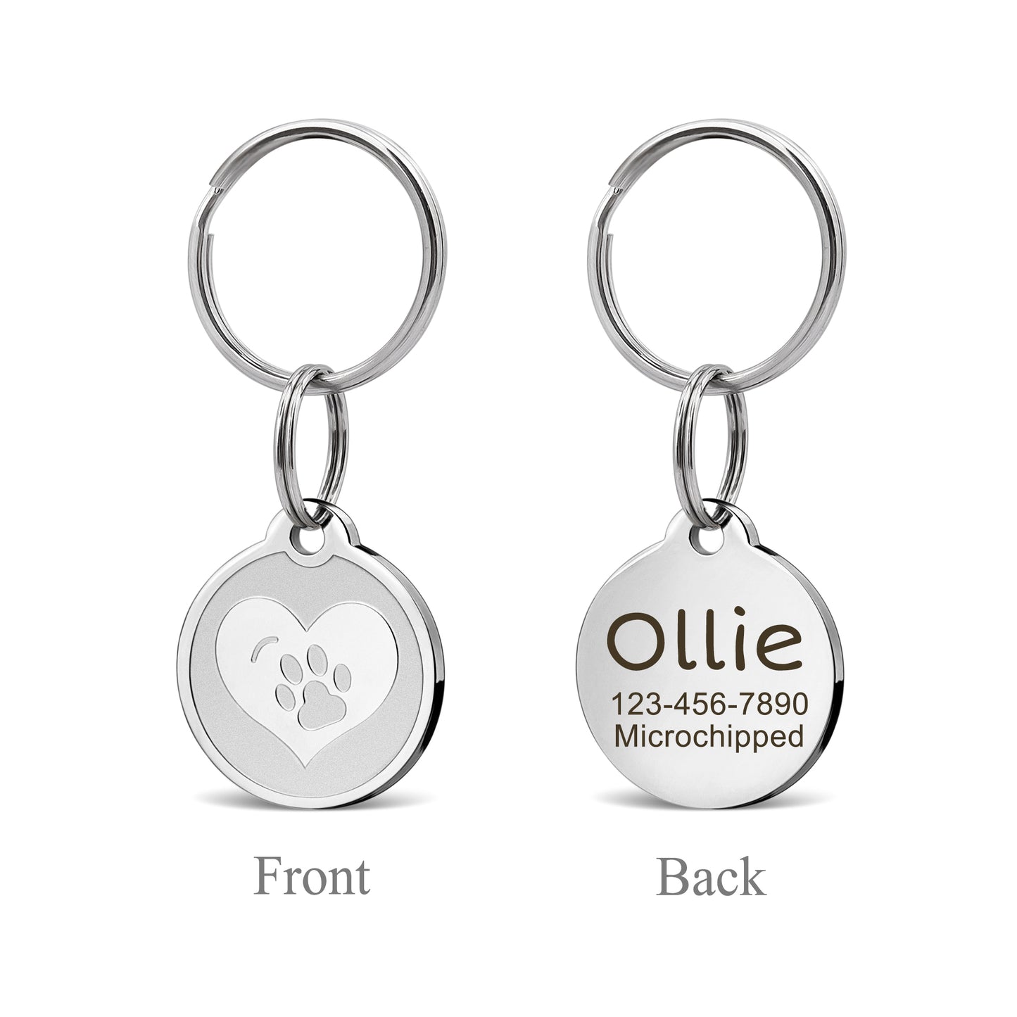 Frosted Heart Round Pet Tag