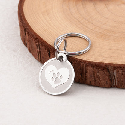 Frosted Heart Round Pet Tag