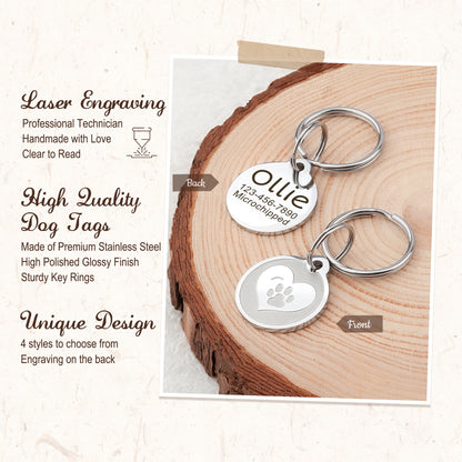 Frosted Heart Round Pet Tag