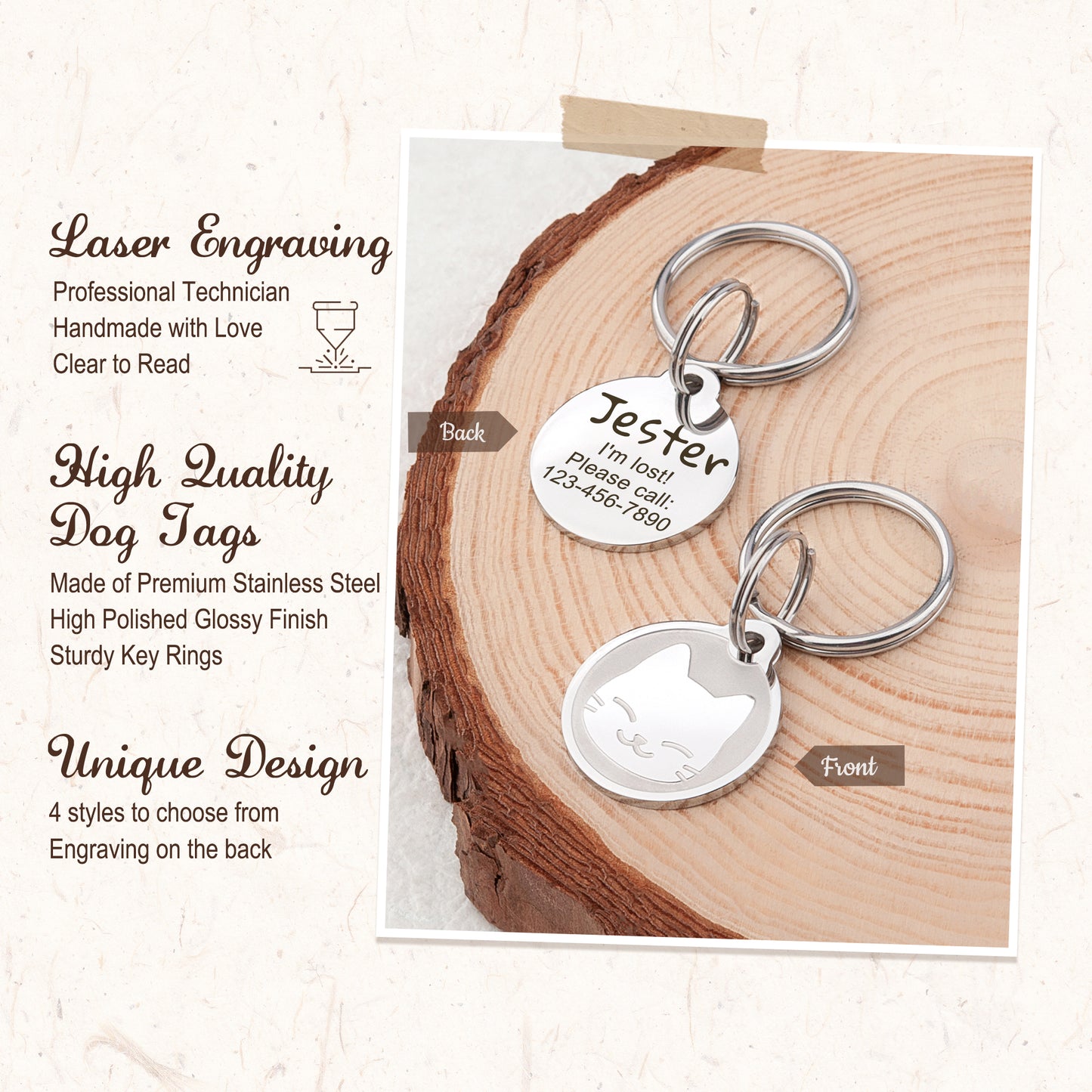 Round Cat Pet ID Tag