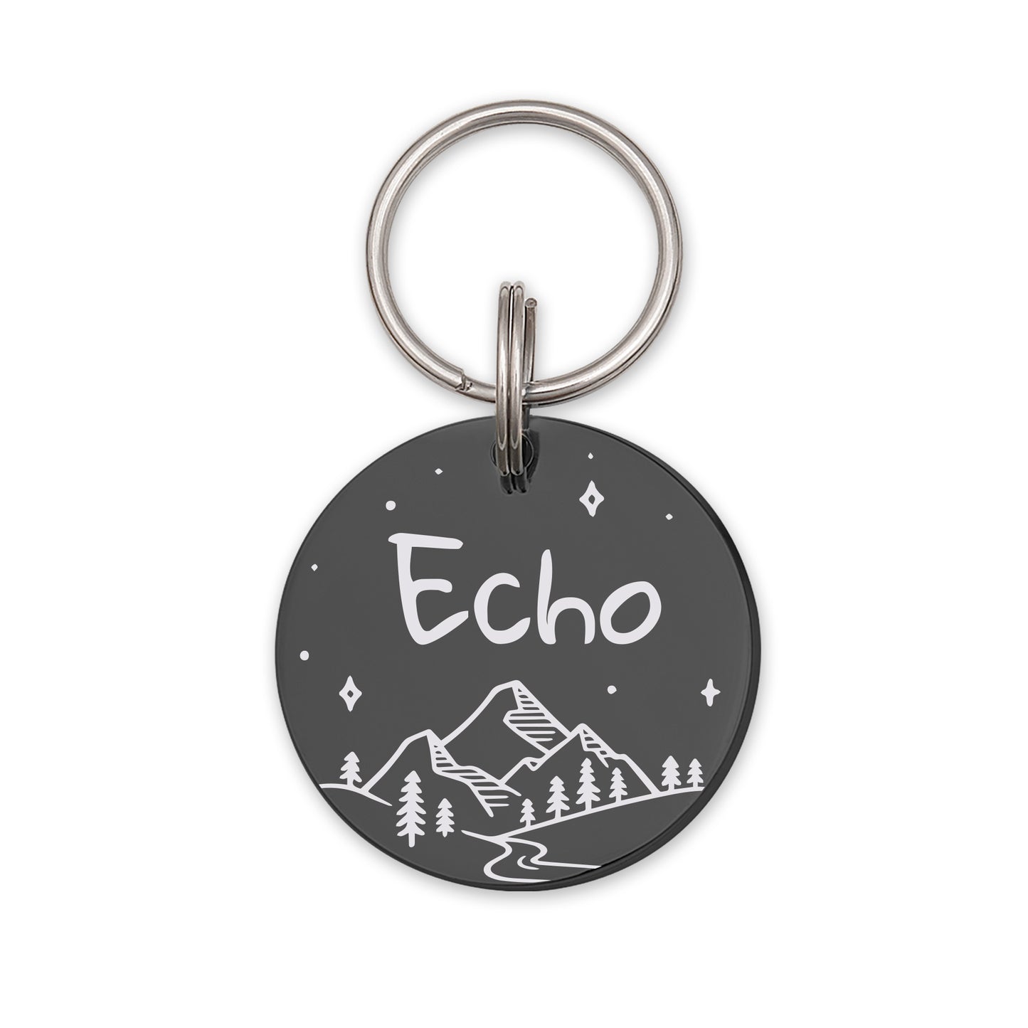 Mountain Starry Sky Round Pet ID Dog Tag