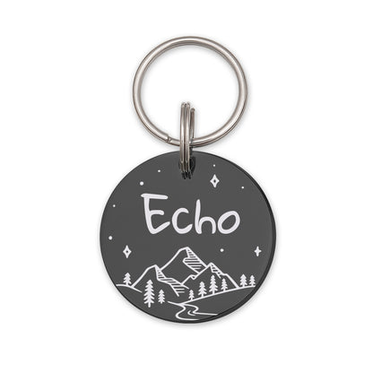 Mountain Starry Sky Round Pet ID Dog Tag