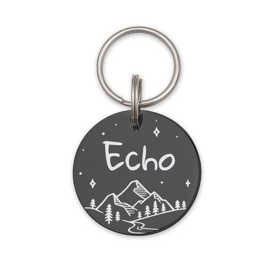 Mountain Starry Sky Round Pet ID Dog Tag