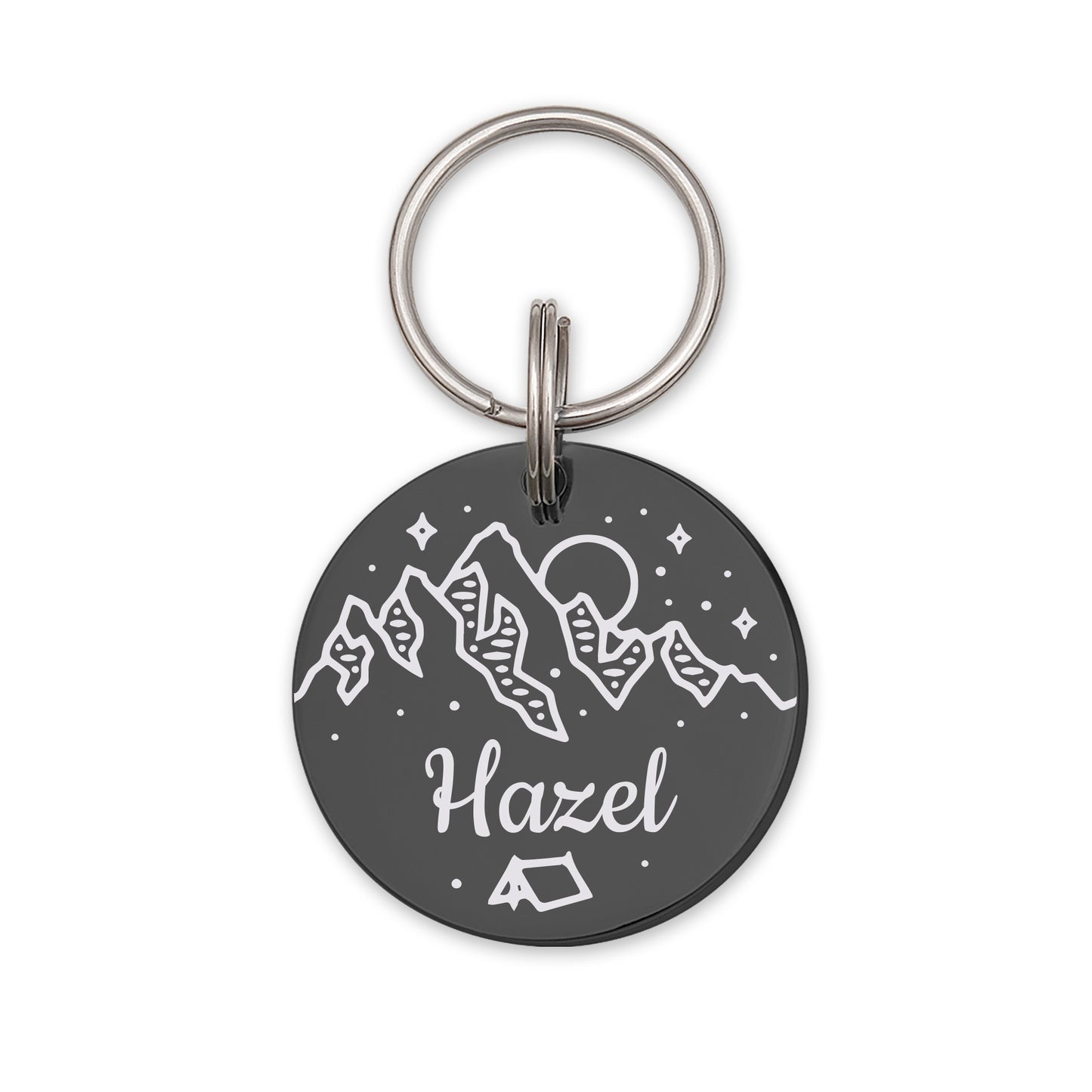 Mountain Tent Round Pet ID Dog Tag