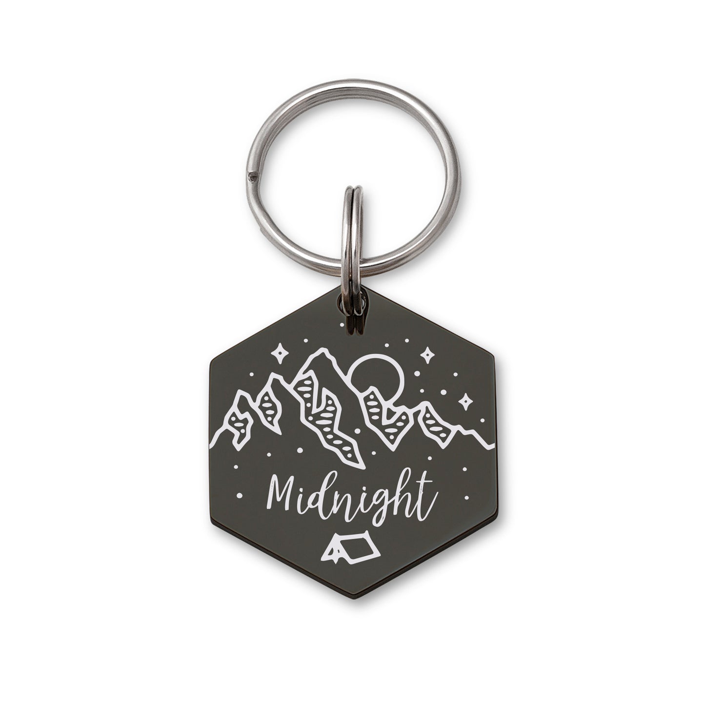 Mountain Tent Hexagon Pet ID Dog Tag
