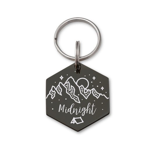 Mountain Tent Hexagon Pet ID Dog Tag
