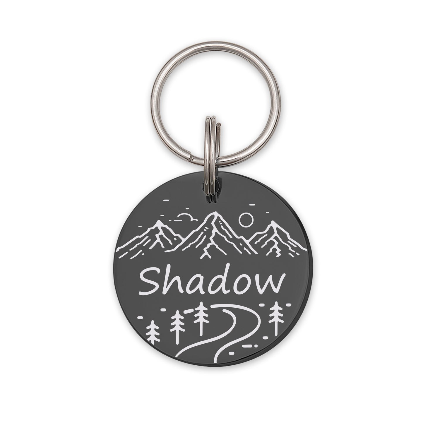 Mountain Road Round Pet ID Dog Tag