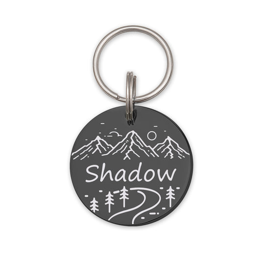 Mountain Road Round Pet ID Dog Tag