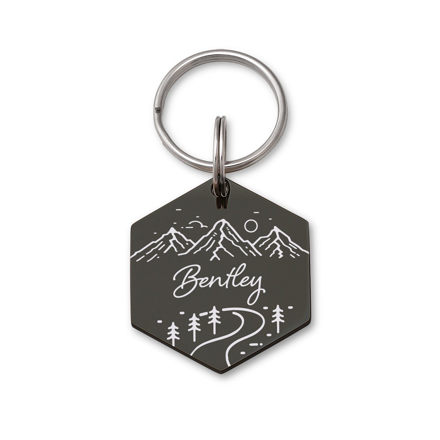 Mountain Road Hexagon Pet ID Dog Tag