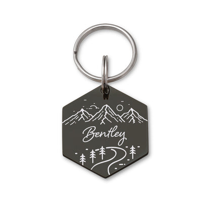 Mountain Road Hexagon Pet ID Dog Tag
