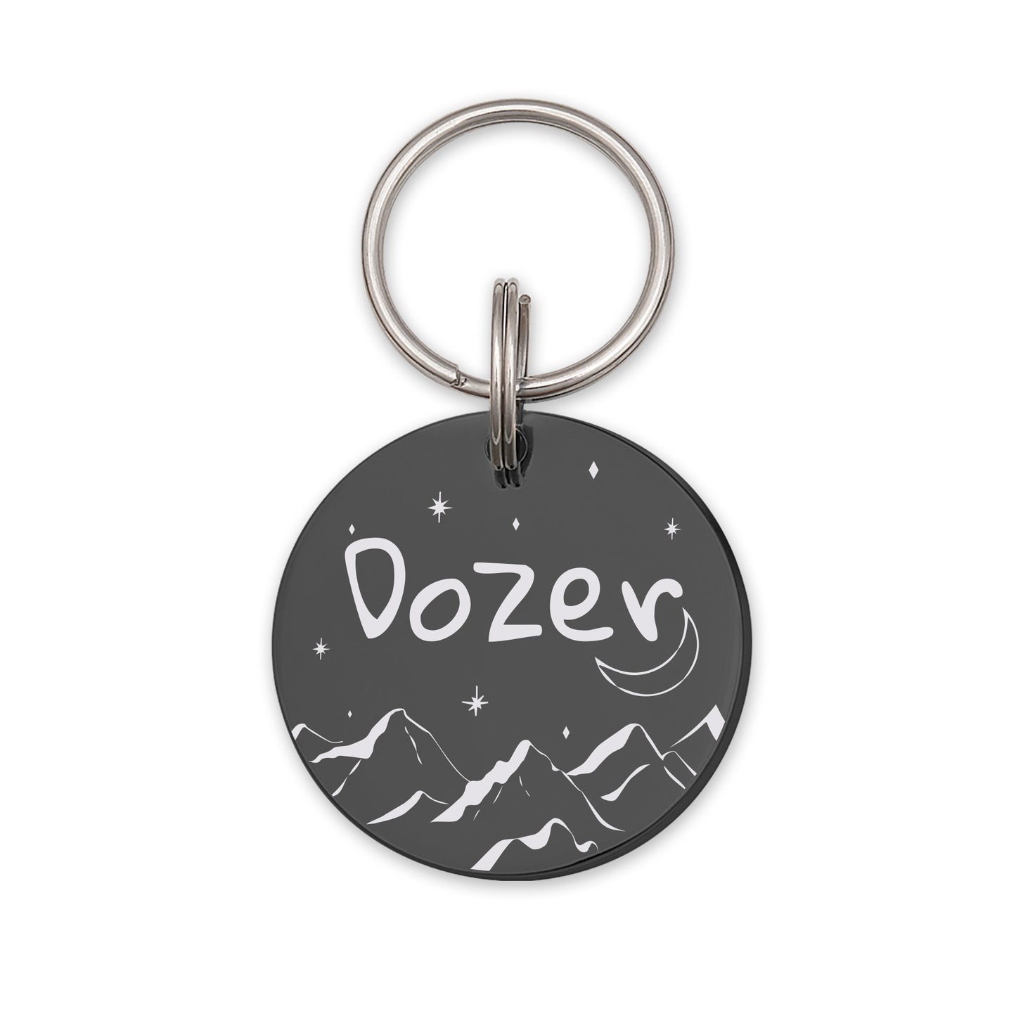 Mountains and Moon Round Pet ID Dog Tag