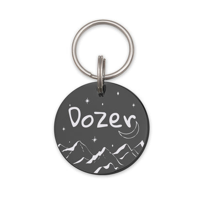 Mountains and Moon Round Pet ID Dog Tag