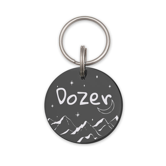 Mountains and Moon Round Pet ID Dog Tag