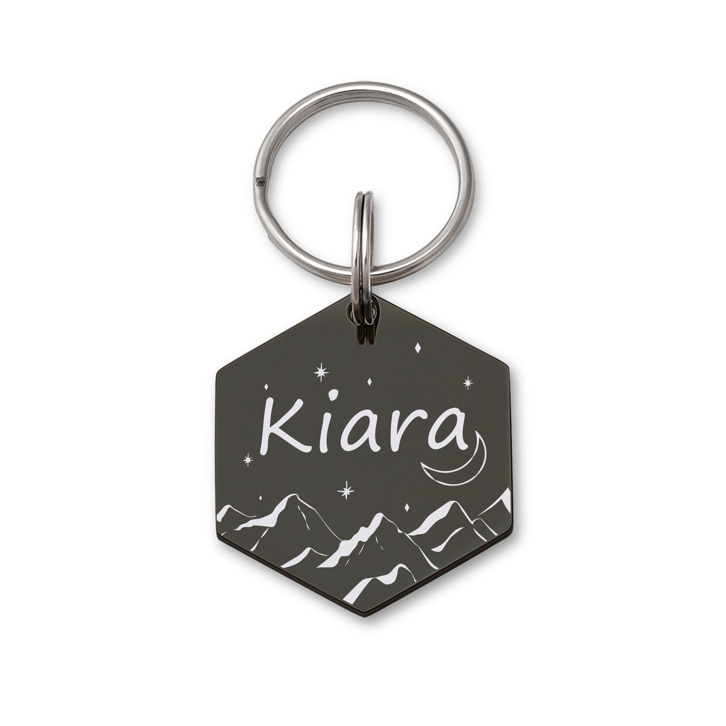 Mountain Moon Hexagon Pet ID Dog Tag