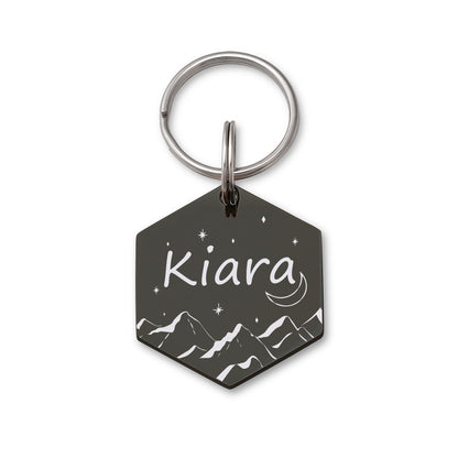 Mountain Moon Hexagon Pet ID Dog Tag