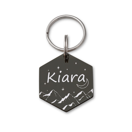Mountain Moon Hexagon Pet ID Dog Tag