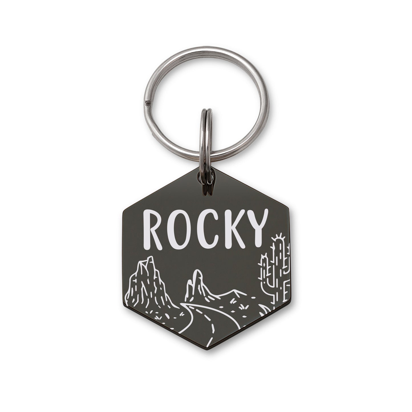 Hexagon Rocky Road Cactus Shaped Pet ID Dog Tag