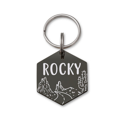 Hexagon Rocky Road Cactus Shaped Pet ID Dog Tag