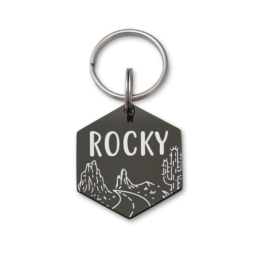 Hexagon Rocky Road Cactus Shaped Pet ID Dog Tag