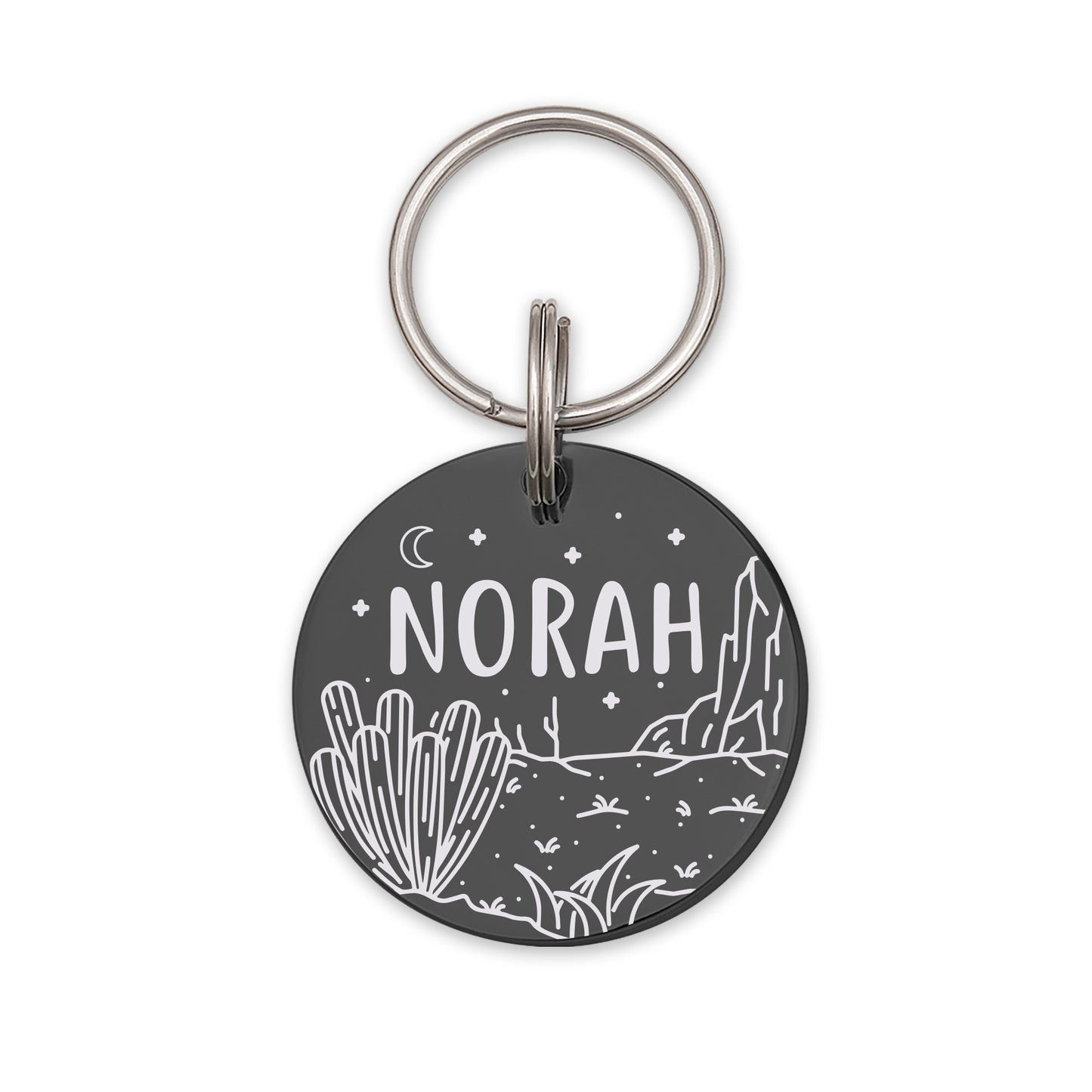 Round Desert Cactus Collar Pet ID Dog Tag