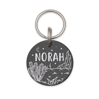 Round Desert Cactus Collar Pet ID Dog Tag