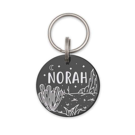 Round Desert Cactus Collar Pet ID Dog Tag
