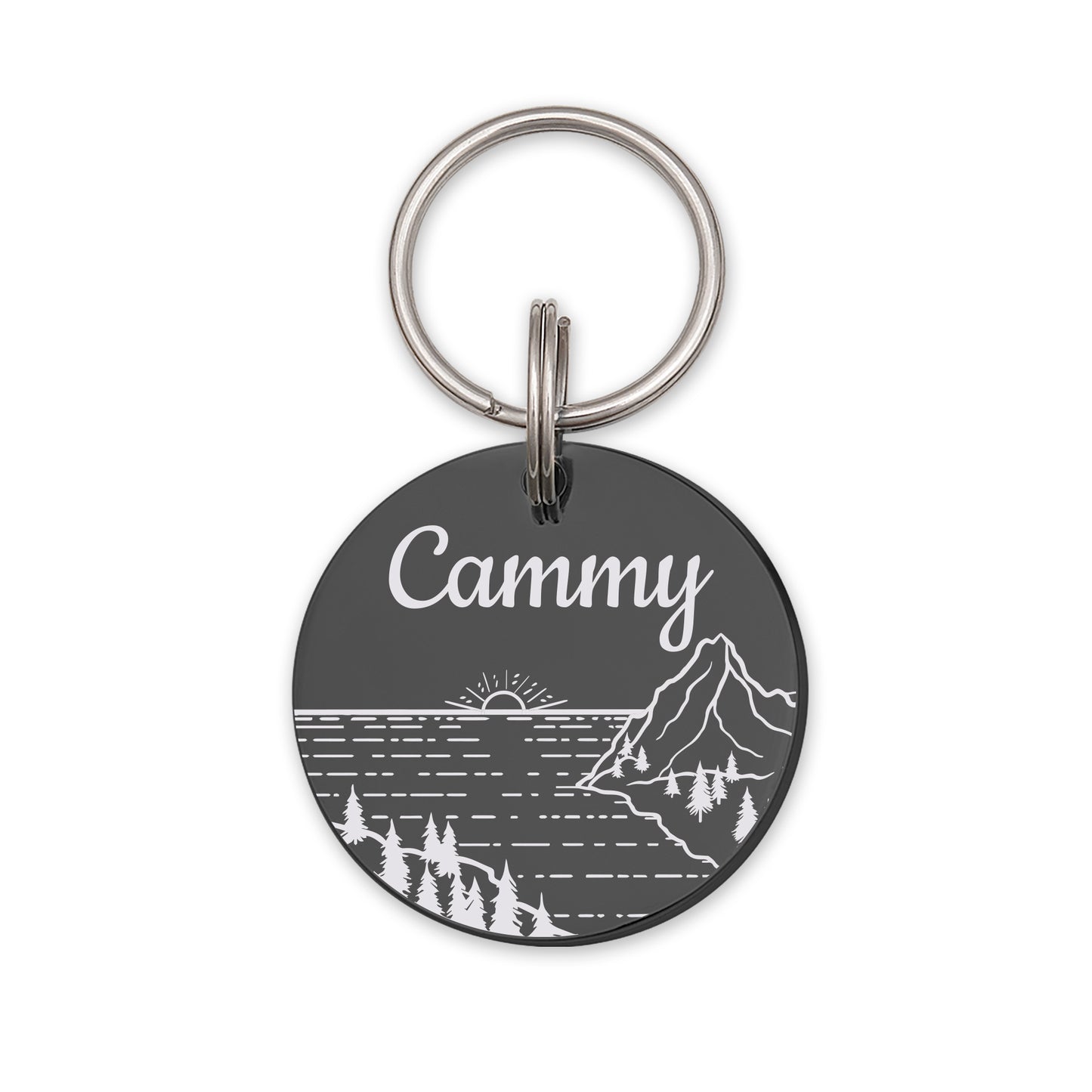 Round Sunset by the Bay Pet ID Dog Tag