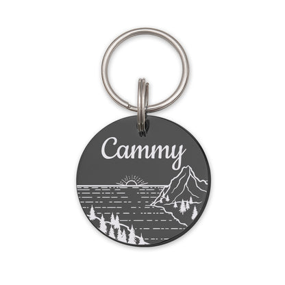 Round Sunset by the Bay Pet ID Dog Tag