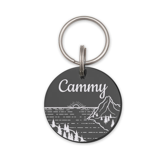 Round Sunset by the Bay Pet ID Dog Tag
