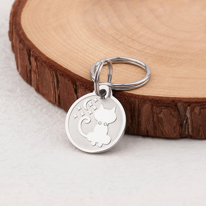 Frosted Cat Moon and Stars Pet Tag