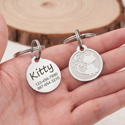 Custom Frosted Round Cat Tag