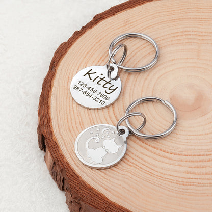 Custom Frosted Round Cat Tag