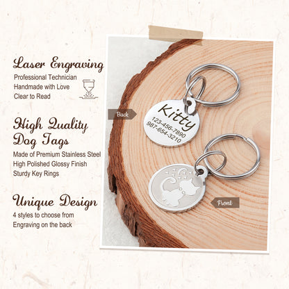 Frosted Cat Moon and Stars Pet Tag