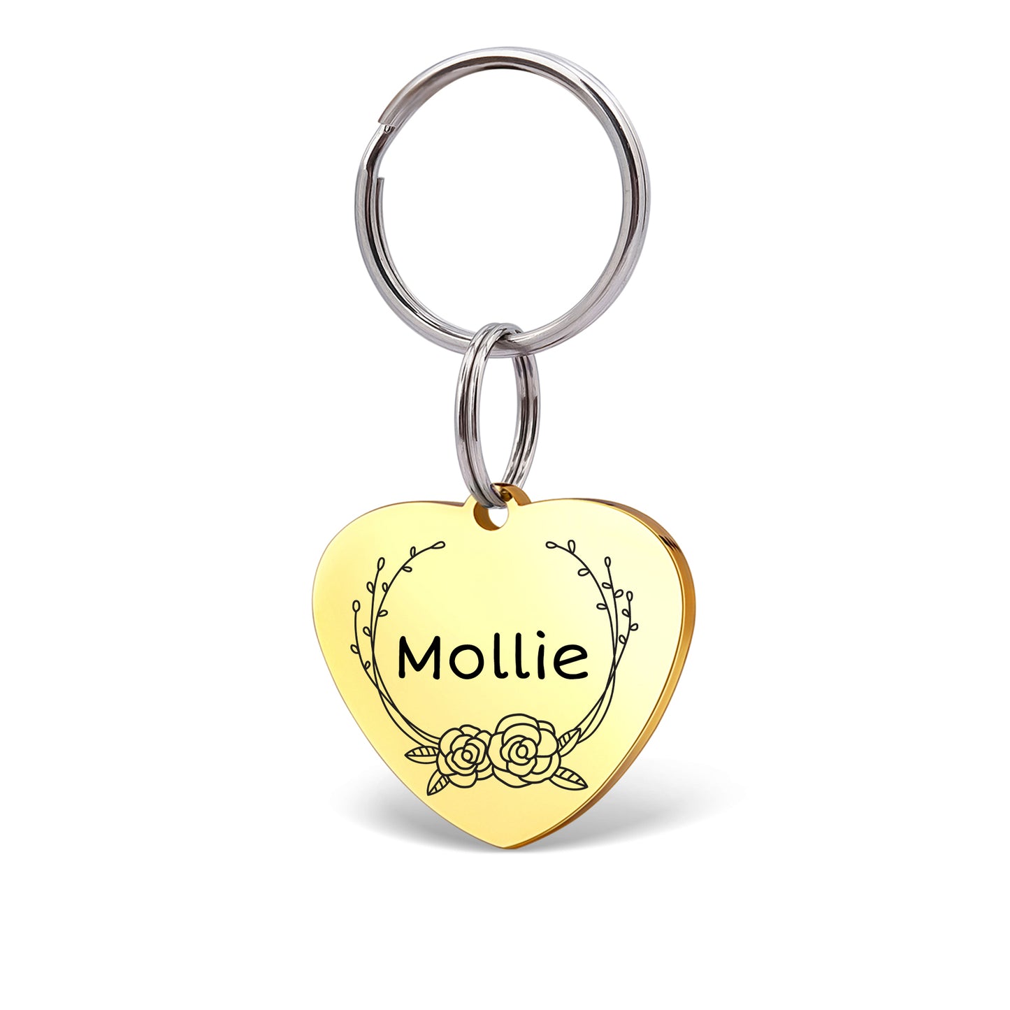 Name with Frame Design Heart Pet Tag