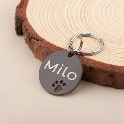 Paw Print Cut Out Round Pet Tag