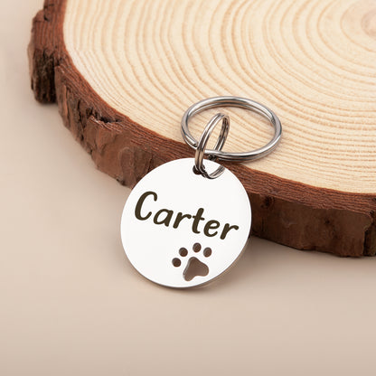 Paw Print Cut Out Round Pet Tag