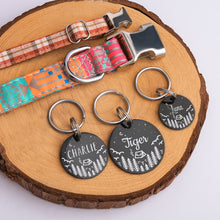 Load image into Gallery viewer, Personalized Camping in the Woods Round Shaped Pet ID Dog Tag for Cat or Dog
